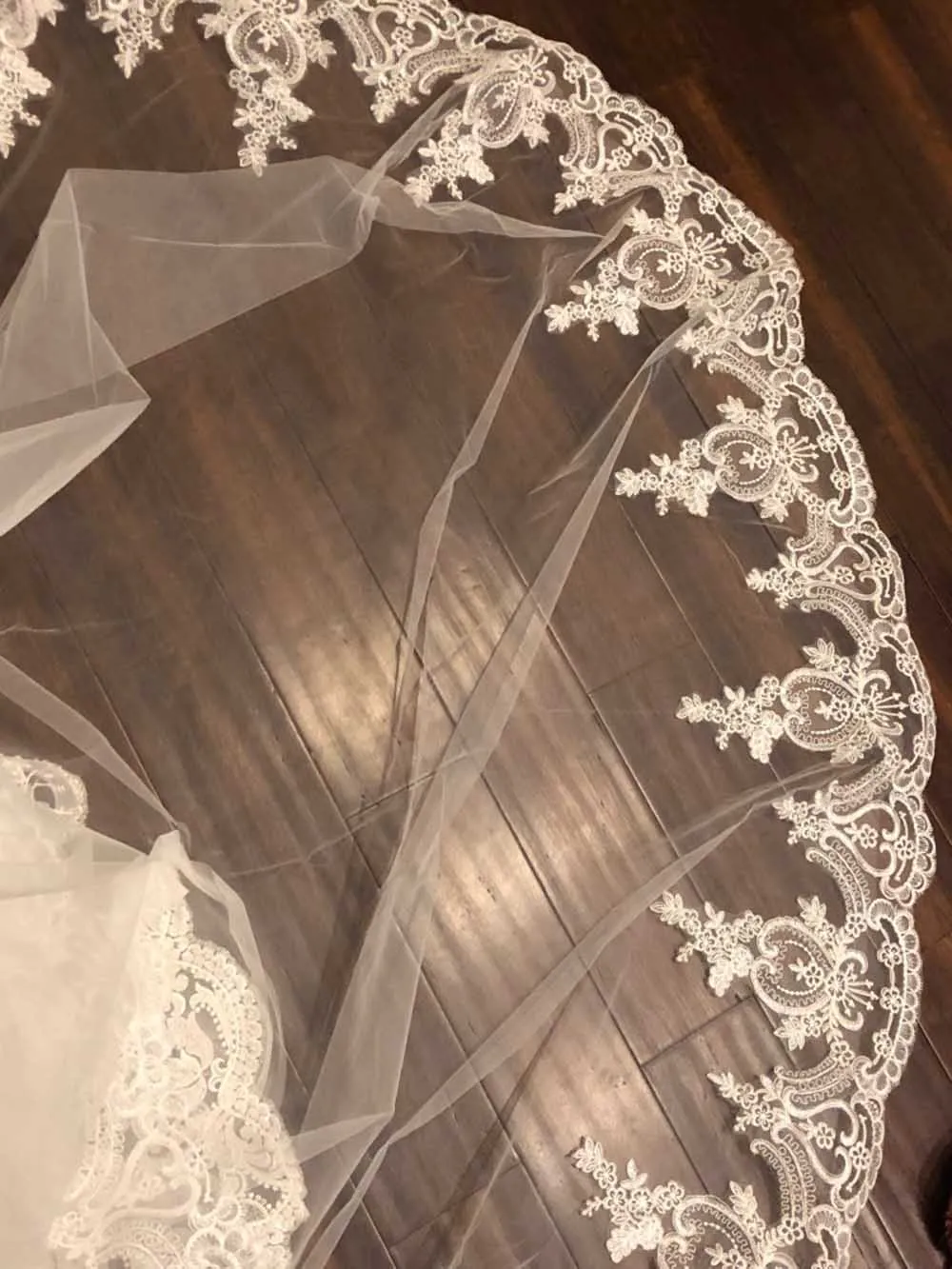 Voile de mariée Long avec dentelle de haute qualité, voile ivoire blanc avec peigne, une couche, 3 mètres, accessoires de mariage