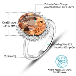 ATTAGEMS Solid 925 Sterling Silver Rings For Women Girl Diaspore Zultanite Sultanite Gemstone Birthday Party Fine Jewelry Gifts