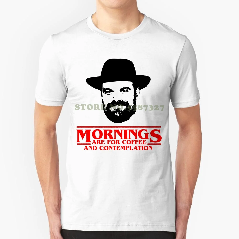 Short Sleeve Brand Mornings Are For Coffee And Contemplation Shirt Chief Hopper Quote T Shirt Jim Hopper Tee