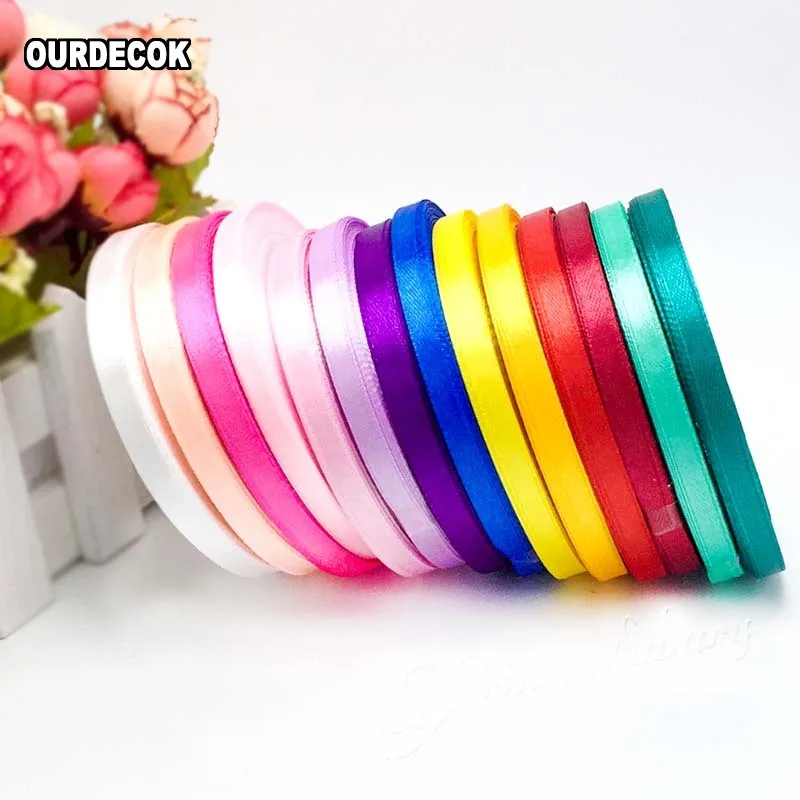 Satin Ribbons 25 Yard 6mm Wide for Wedding Christmas Party Decorations DIY Craft Ribbon Gifts Wrapping Supplies