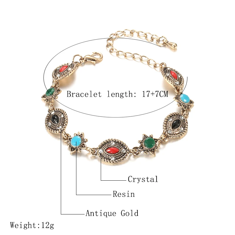 Wbmqda Boho Bracelet Gold Color Ethnic Style Vintage Wedding Jewelry Resin Bracelets for Women Drop Shipping Wholesale