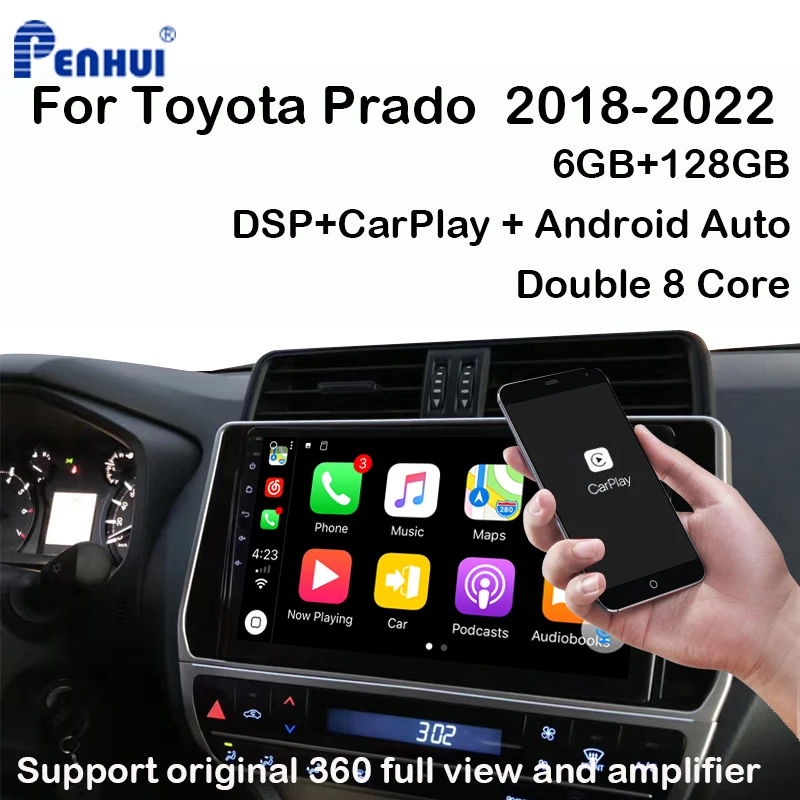 Car DVD For Toyota Land Cruiser Prado 150（2018-2023) Radio Multimedia Video Player Navigation GPS Android10 Penhui & Redpower