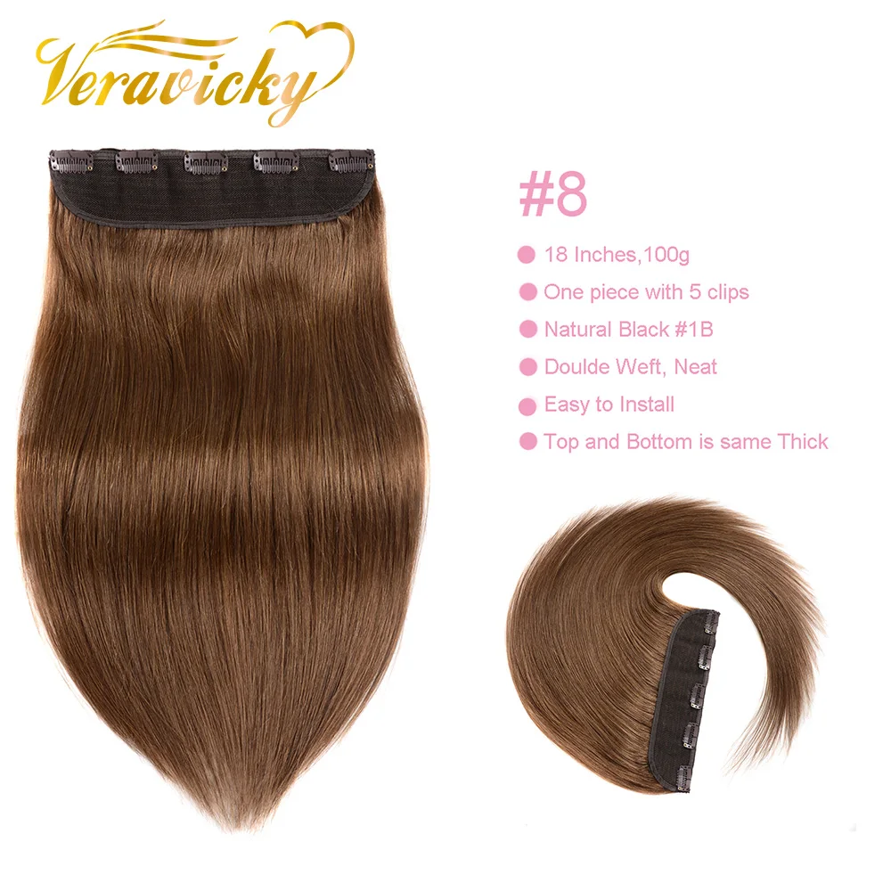 100g 120g Clip In One Piece Brazilian Hair Clips Tic Tac 5 clips Machine-Made Remy Hair piece Natural Straight Clip Human Hair