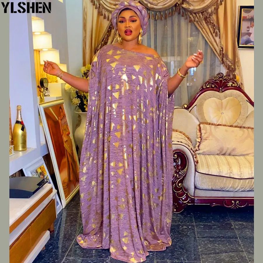 African Dresses for Women Vetement Femme 2021 Summer Dashiki Gold Stamp Boubou Robe Africain Femme Abaya Dubai Long Kaftan Dress