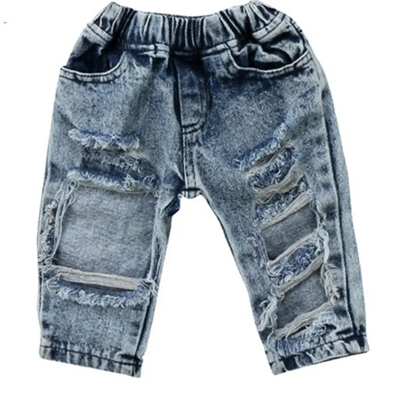 Casual New Baby Kid Girls Summer Casual Pants Denim jeans Ripped Patch Fashion Size 1-5T