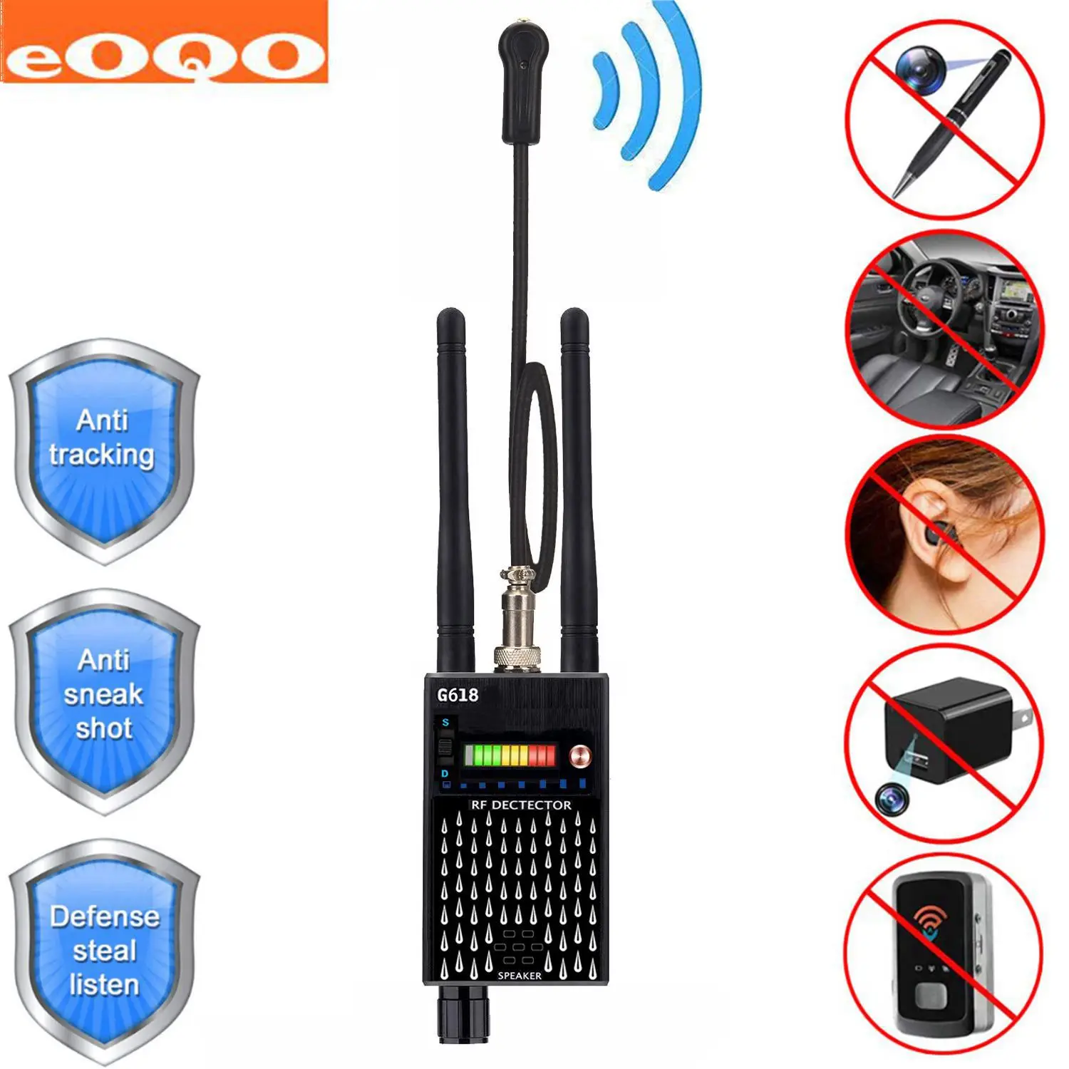 

Wireless RF Signal Detector Bug Anti-Spy Camera Detects Anti Candid Hidden Camera GPS Tracker Finder GSM Audio Devices Scanner