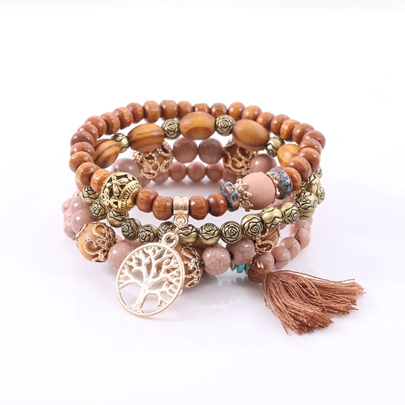 Rose sisi jewelry for women bohemian bracelets for women natural wooden bracelet set Fashion ladies clothing accessories gift