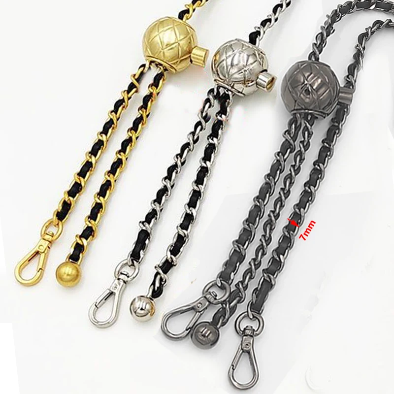 Adjustable Bag Chain - 7mm Replacement Metal Purse Chain 140cm Shoulder Crossbody Bag Strap Handle with Length Adjustable Ball