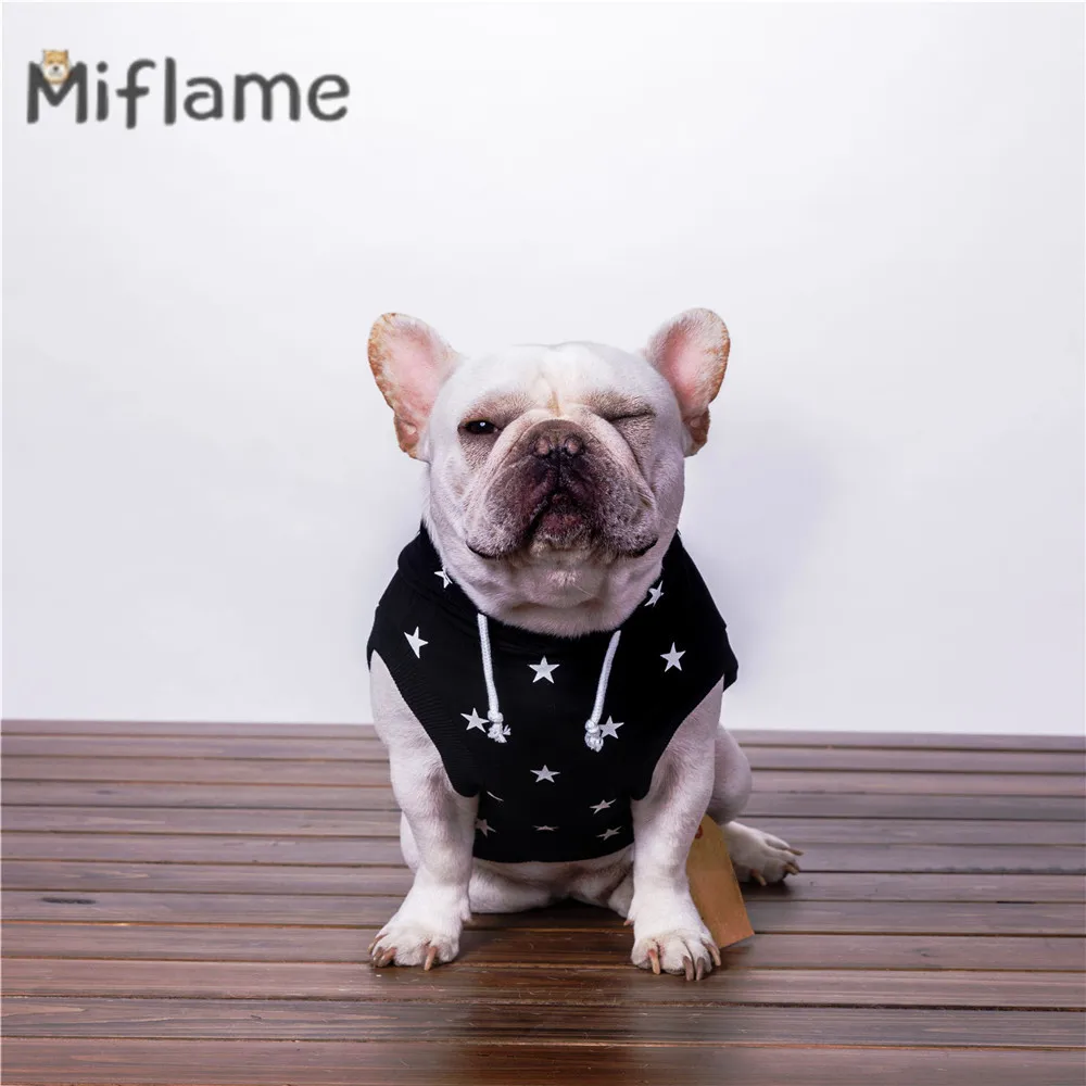 

Miflame Short-sleeved Small Dogs Hoodies Star Printed Puppy Clothing French Bulldog Teddy Bichon Casual Pet Cat Outfits Outwear