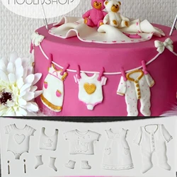 3D Baby Clothes Shower DIY Silicone Resin Molds Fondant Kitchen Cake Decorating Molds For Chocolate Baking Tools M097