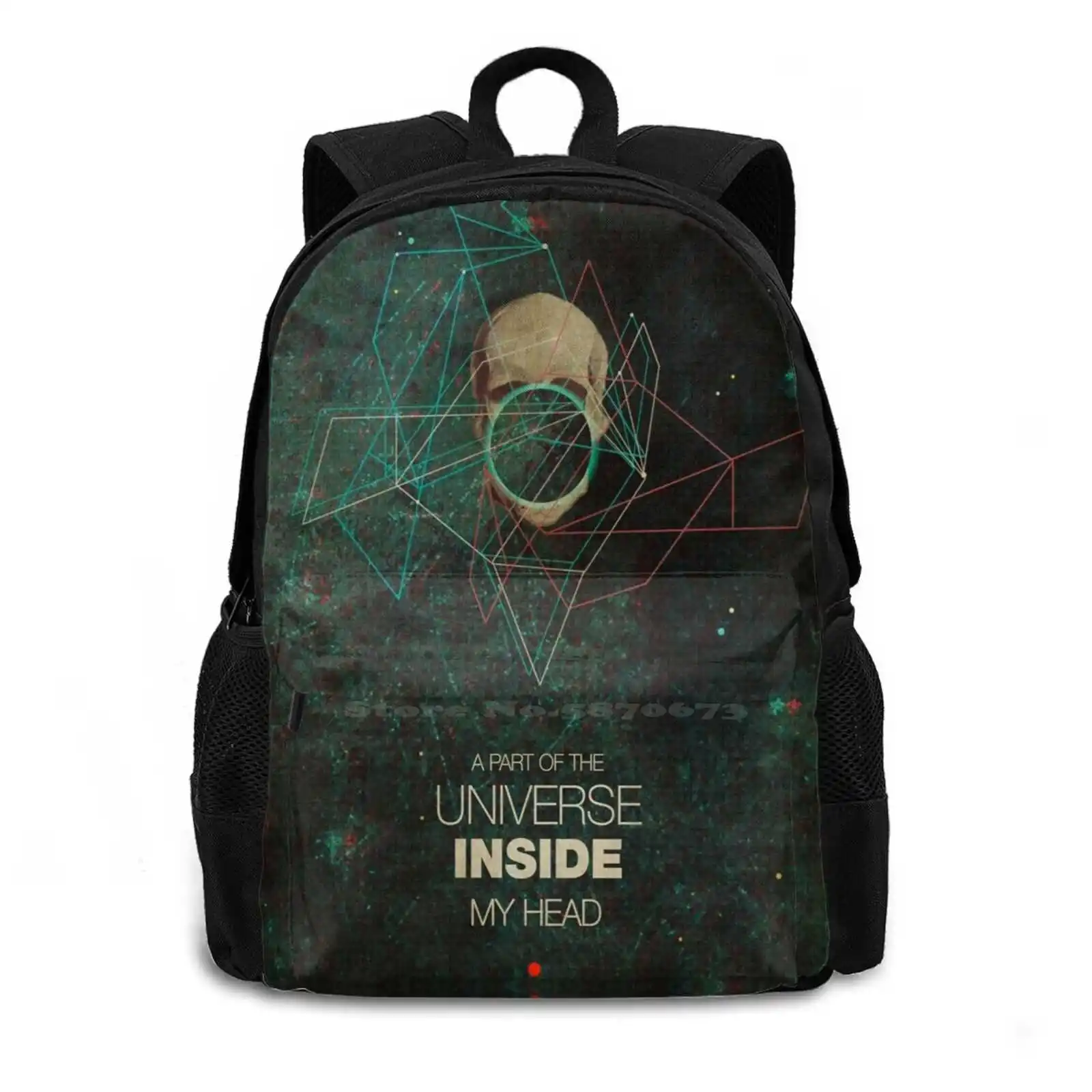 A Part Of The Universe Inside My Head Bag Backpack For Men Women Girls Teenage Space Anaglyph Retro Futurism Graphic Design