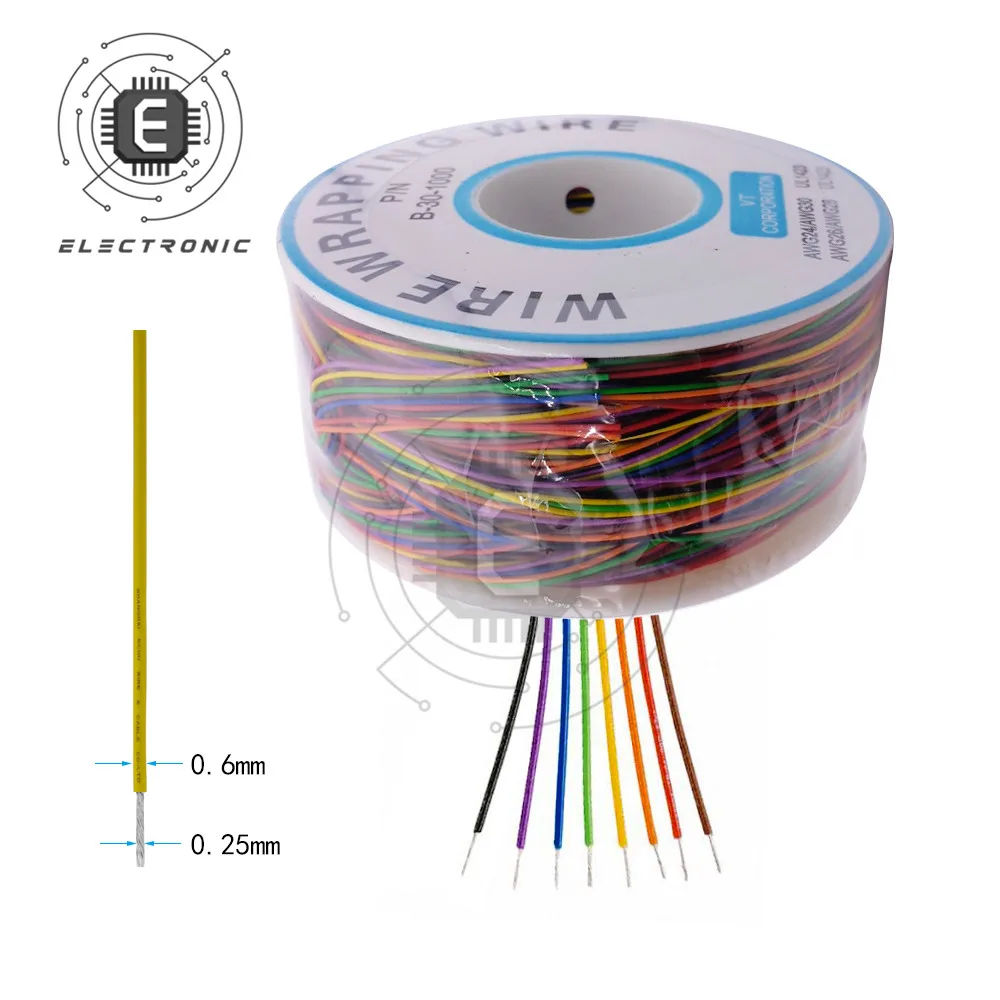 One Roll 280m 30AWG Wrapping Wire Tin Plated Copper Solid Cable Breadboard Jumper Insulation Electronic Conductor Wire Connector