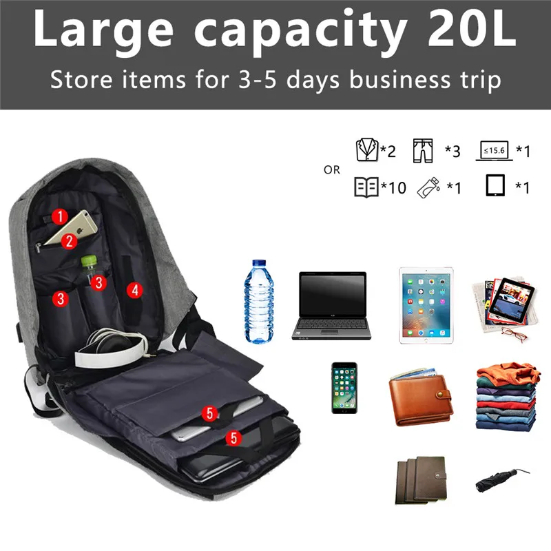 Anti-Theft Laptop Backpack Bag 15.6 Urban Men Backpack Mochila Waterproof Black 2021 School Woman Anti Theft Backpacks