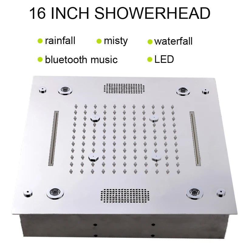 Imagem -04 - Multifuncional Led Shower Head Válvula Misturadora Termostática Bluetooth Teto Cachoeira Chuva Mist Music Grupo 16