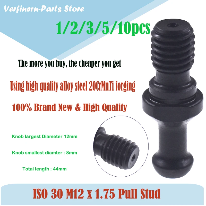 1/2/3/5/10pcs ISO30 Pull Stud Retention Knob M12x1.75 For HSD Spindle CNC Router: Biesse, Bermag, Bussellator, CNT, DMS