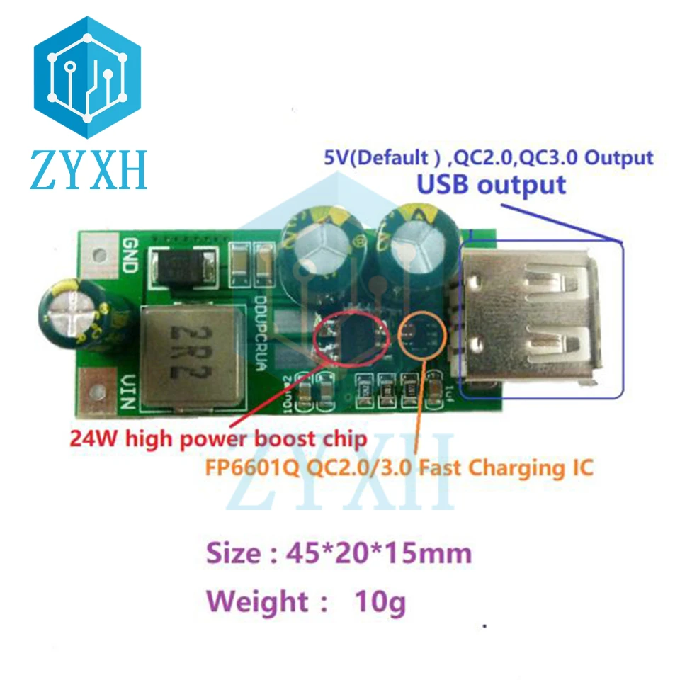 25W USB QC 3.0 2.0 FCP Fast Charger Module DC 3.3-5V To 5V-12V 5V/4A 9V/2A 18650 LI-ION Li-Po Lithium Battery Charging