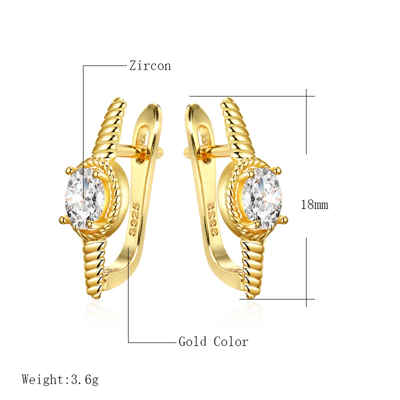 Kinel Simple Micro Wax Inlay Stud Earrings Women Fashion Wedding Jewelry Tibetan Silver Natural Zircon Earring For Girl Gift
