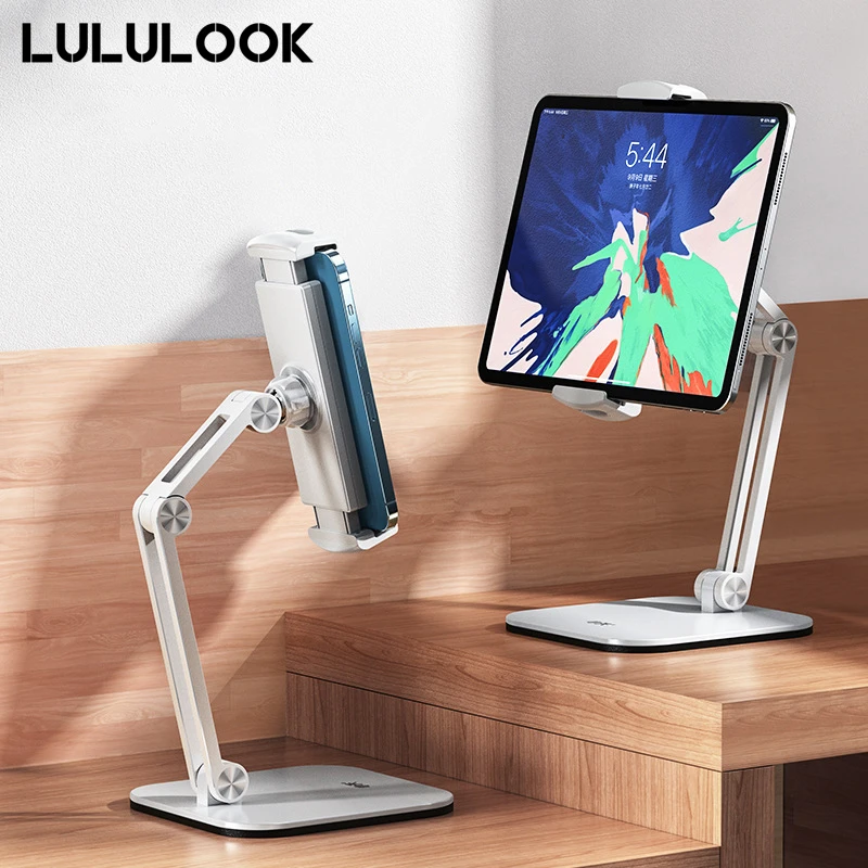 Foldable Tablet Stand Three Shaft Design Multi Angle Adjustable Tablet Support Desktop Aluminum Hands Free Cell Phone Holder