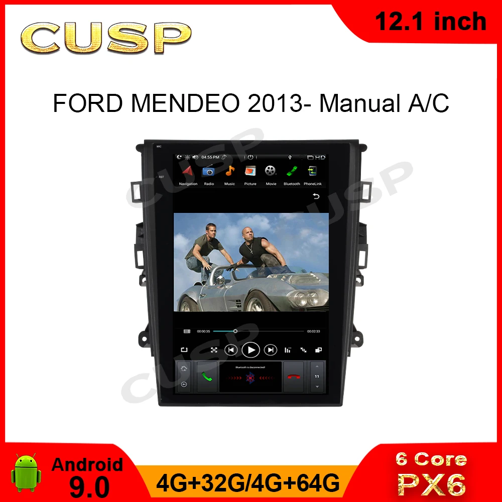 

Tesla style vertical Android 9.0 for Ford Fusion / Mondeo 2013- Manual A/C A/C GPS Nagavition Car radio player 12.1inch stereo
