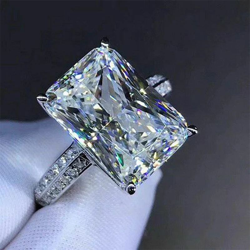 Huitan New Fashion Big Square Crystal Stone Women Wedding Bridal Ring Luxury Engagement Party Anniversary Best Gift Large Rings