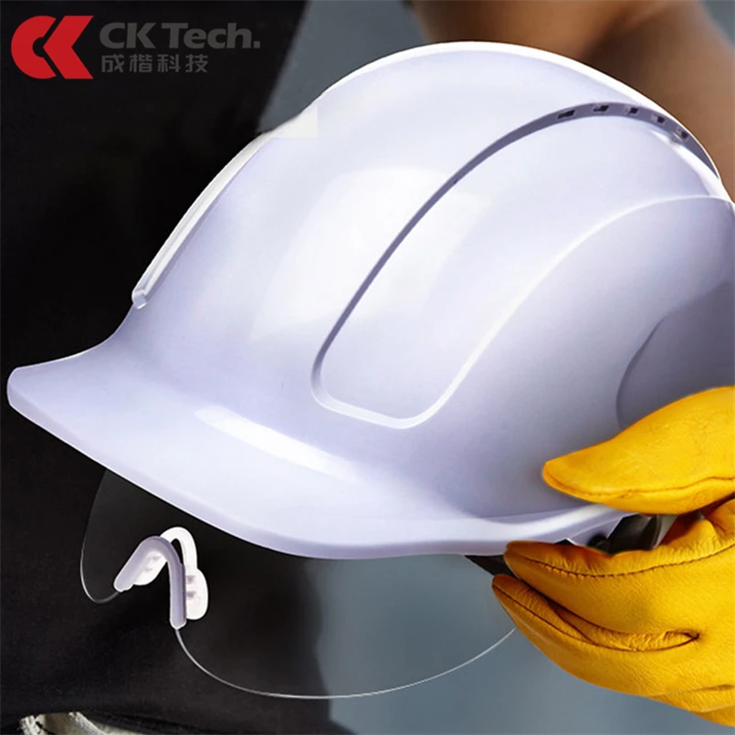 

CK Tech.Printing Acceptable Safety Helmet With PC Glasses Construction Protective ABS Hard Hat Engineering Power Rescue Helmet