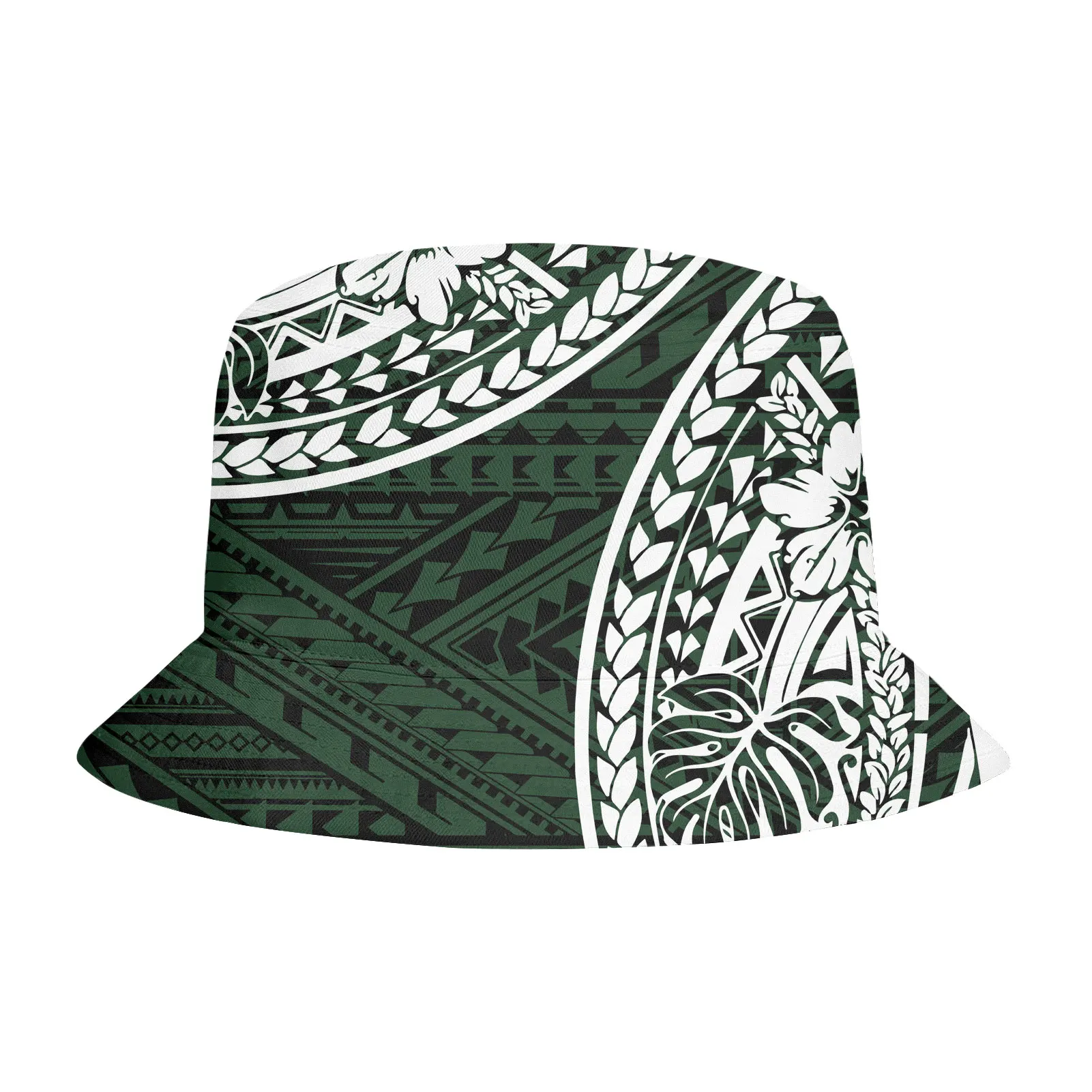 

2021 new Polynesian fisherman hats trendy street fashion dark green with white tribal sun bucket hats custom new women hats