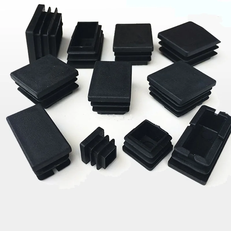 2-50pcs Rectangle Plastic Black Blanking End Cap Caps Tube Pipe Inserts Plug Bung Steel Leg Stopfen