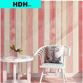 5M Pink Wood Panel Self Adhesive Wallpaper Multi Color Wooden Plank Peel and Stick Wallpaper Stripe Wall Decor Mural Wallpaper