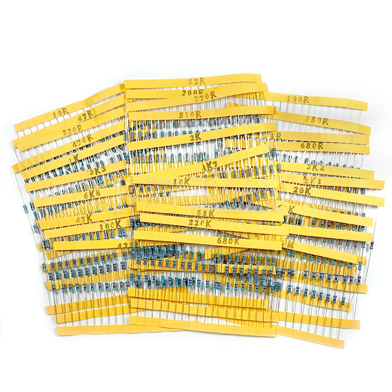 20pcs*30values=600pcs  Metal Film Resistor Assorted Kit 1% 1/4W 10 Ohm ~1M Ohm  new and