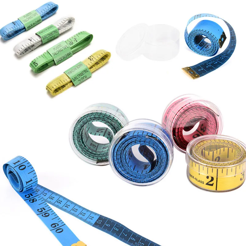 Hot! 150cm/60" Body Measuring Ruler Sewing Tailor Tape Measure Soft Flat Sewing Ruler Meter Sewing Measuring Tape Random Color