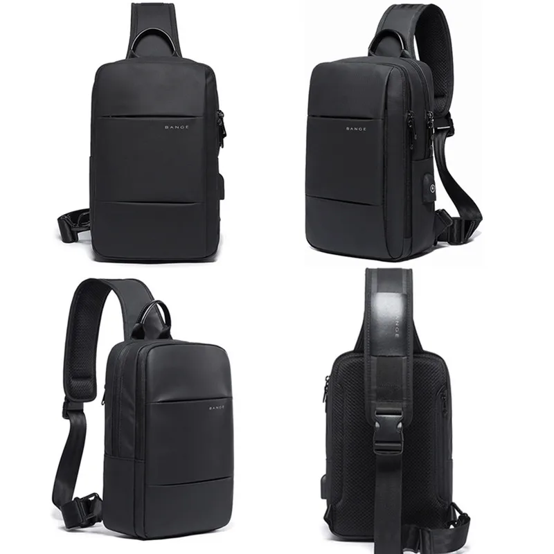 BANGE – sac à bandoulière noir pour hommes, sac de poitrine léger mode de haute qualité, résistant aux éclaboussures, sac de voyage pour adolescents, nouvelle collection