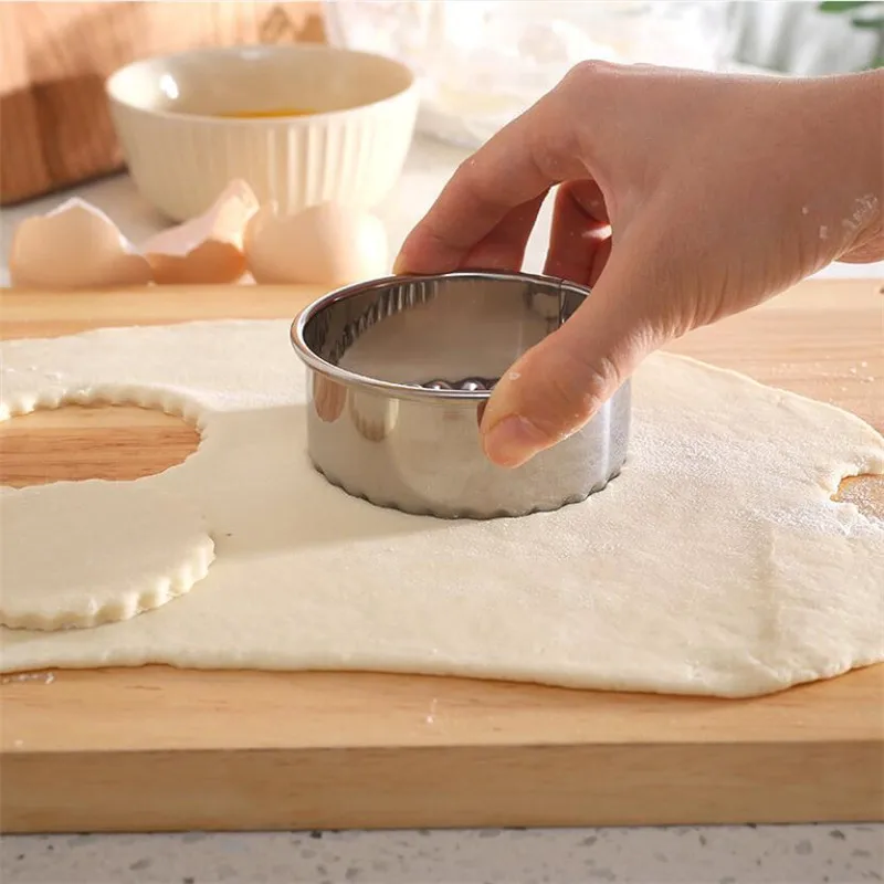 3 قطعة/المجموعة الفولاذ المقاوم للصدأ الزلابية المستديرة قوالب القاطع صانع كوكي كعكة المعجنات المجمع قطع العجين اكسسوارات أداة المطبخ #6