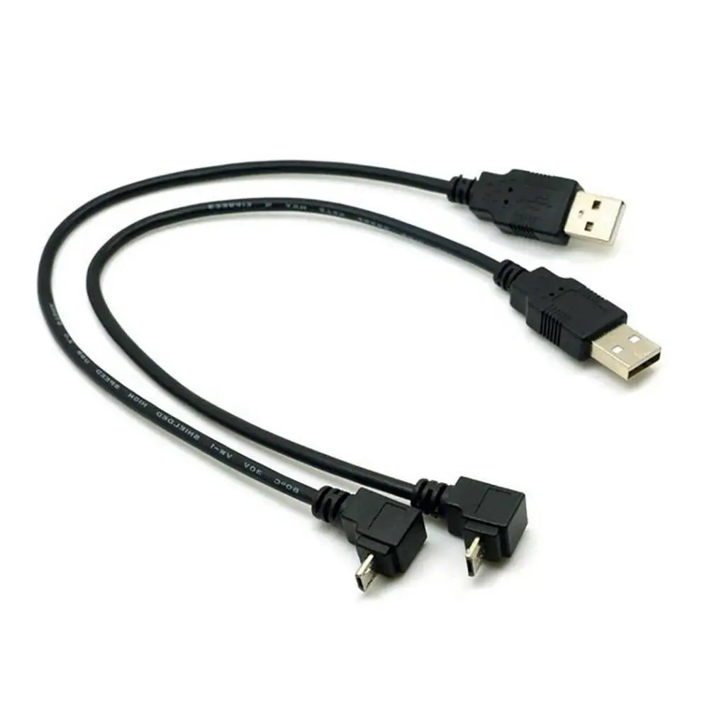 1PC 27cm Right Angle USB 2.0 Male to 90 Degree Left Micro Converter Pin USB Cable Connector Male Adapter 5 Cord Angle F0N3