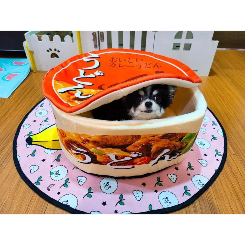 Japanese Instant Noodles Pet House Kennel Ramen Dog Cat Nest Bed Kennel Warm Cushion Removable Easy Cleaning Pet Supplies