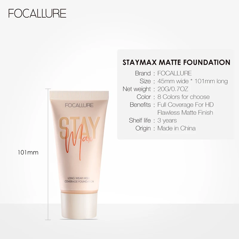 FOCALLURE Pore-Blurring Matte Foundation Base Makeup Face Oil-control Cosmetics Lightweight Matt Finish Foundation