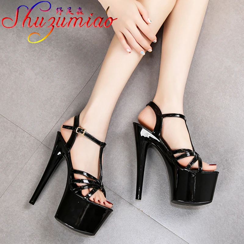 2021 European Summer Sandals Candy Color Point Open toe  Cross belt Red Women Party Shoes High Heels 17cm Thin Heel Sandals Lady