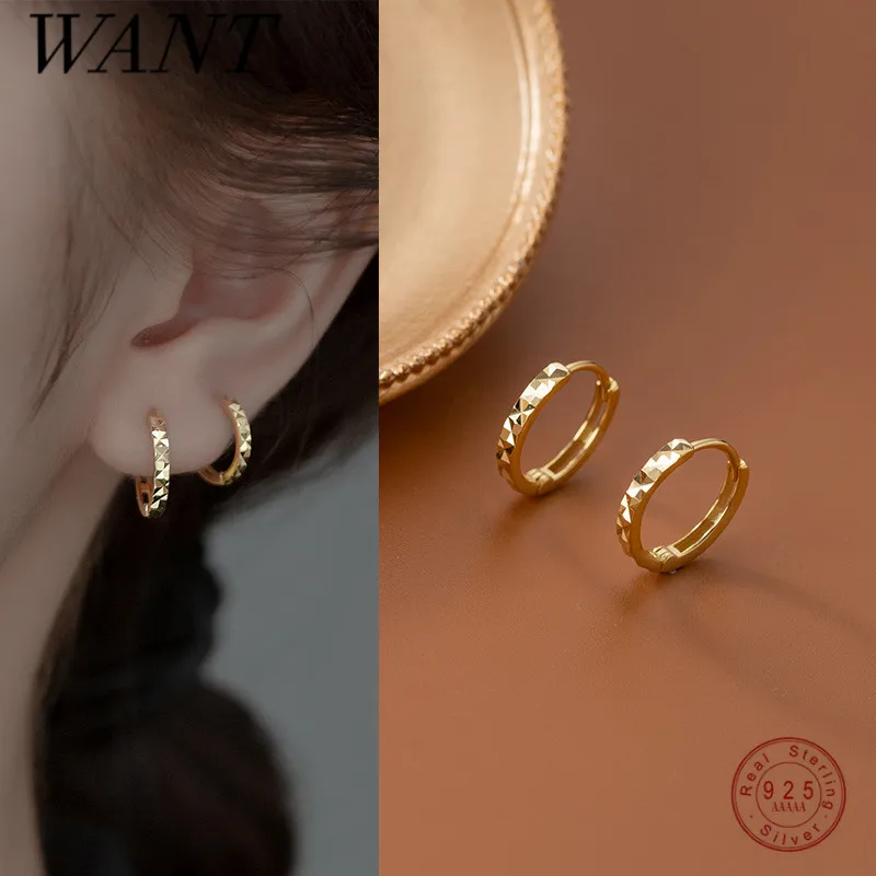 WANTME 925 Sterling Silver Simple Geometric Car Flower Circle Charm Earrings Fashion Gothic Wedding Piercing Hoop Jewelry Female