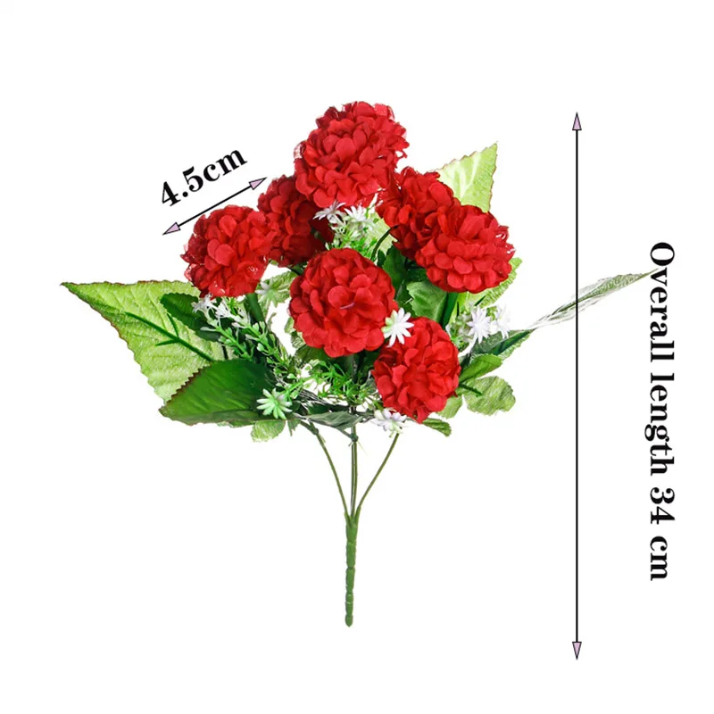 New 9 large flower head simulation hydrangea chrysanthemum ball fake silk flower wedding DIY home garden home decoration bouque