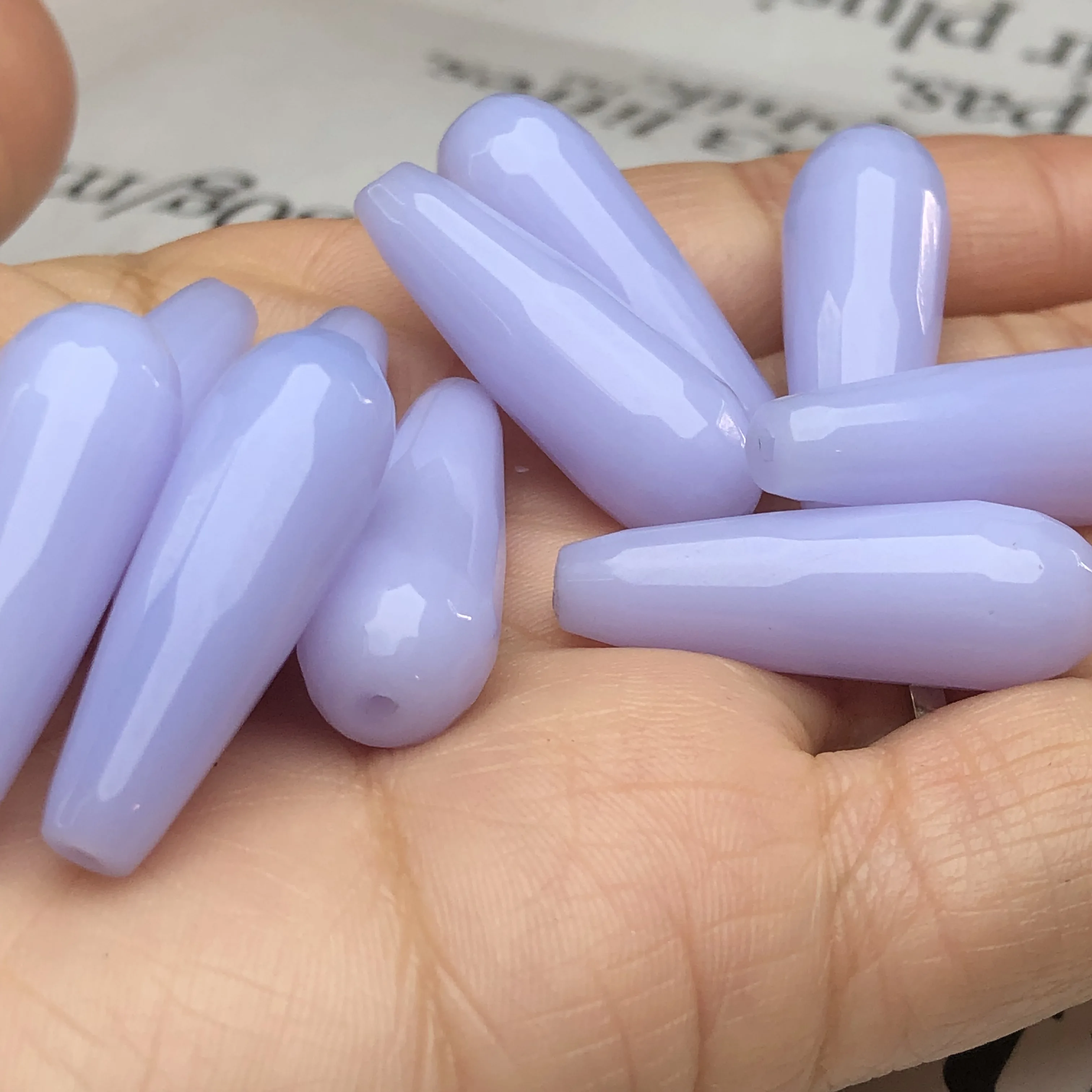 10x30mm Natural Water Drop Faceted Purple Chalcedony Jades Stone Loose Spacer Beads For Jewelry Making Diy Bracelet Earrings