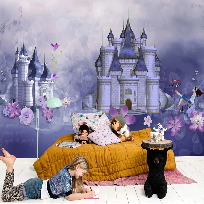 

Custom Any Size Self-Adhesive Children's Room Mural Castle Kindergarten Background Wall Painting Backdrop Home Déco