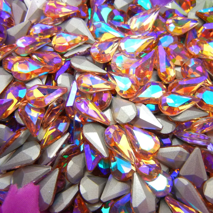 AB Farben 3*6mm 6*10mm 8*13mm Tropfenförmige Glas-Kristalle Strass zum Aufkleben Ornament DIY Verzierung – Detail 13