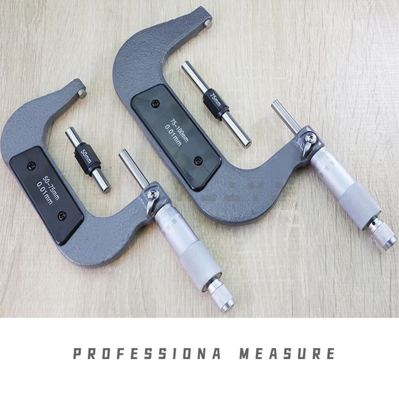 0-100mm Outside Micrometer 0-25mm 25-50mm 50-75mm 75-100mm 0.01mm thickness Gauge Vernier Caliper Measuring Tool