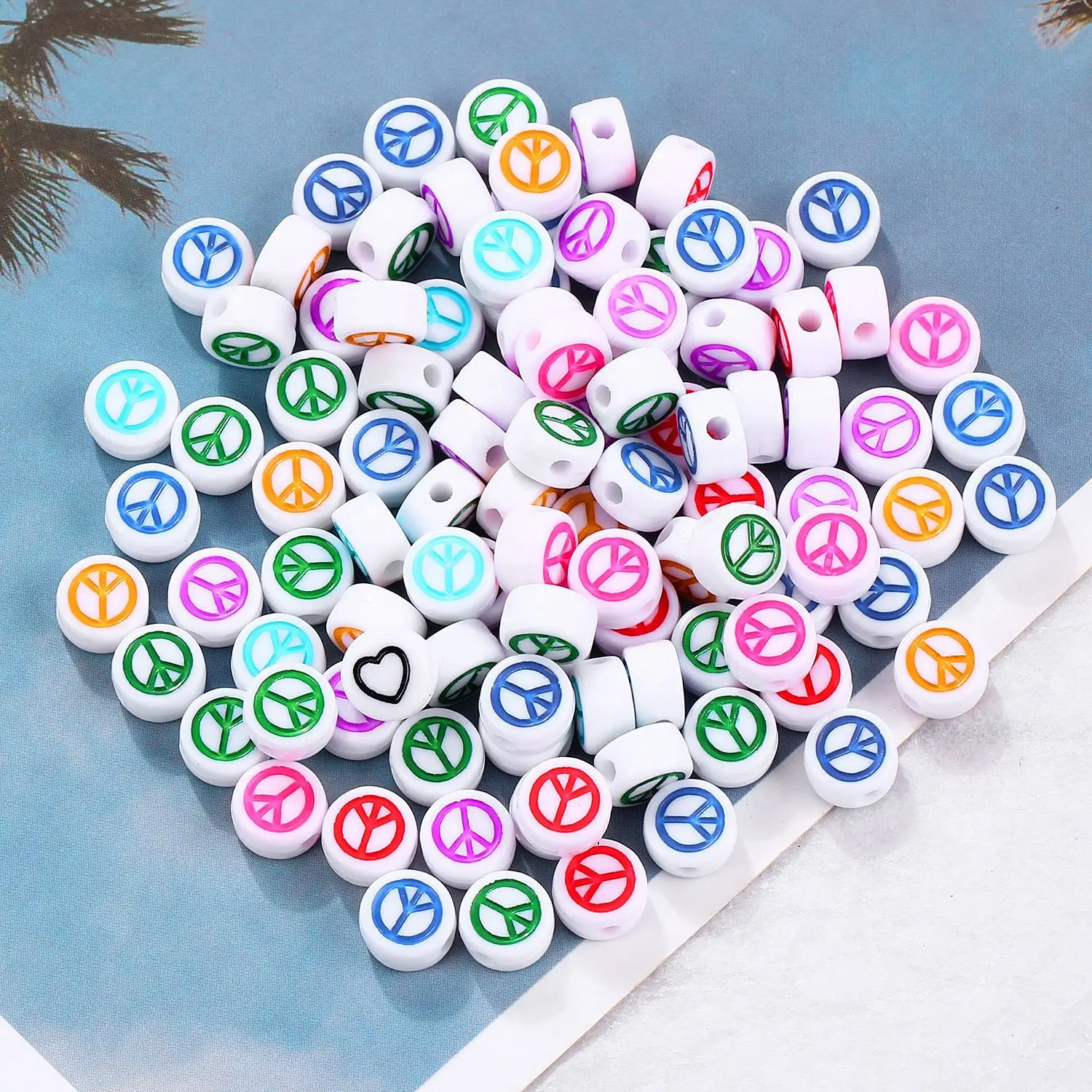100/200Pcs 4x7mm Moon Stars Flowers Peace Loose Beads Acrylic Spacer Beads For Jewelry Making Charms Beads Bracelet Necklace