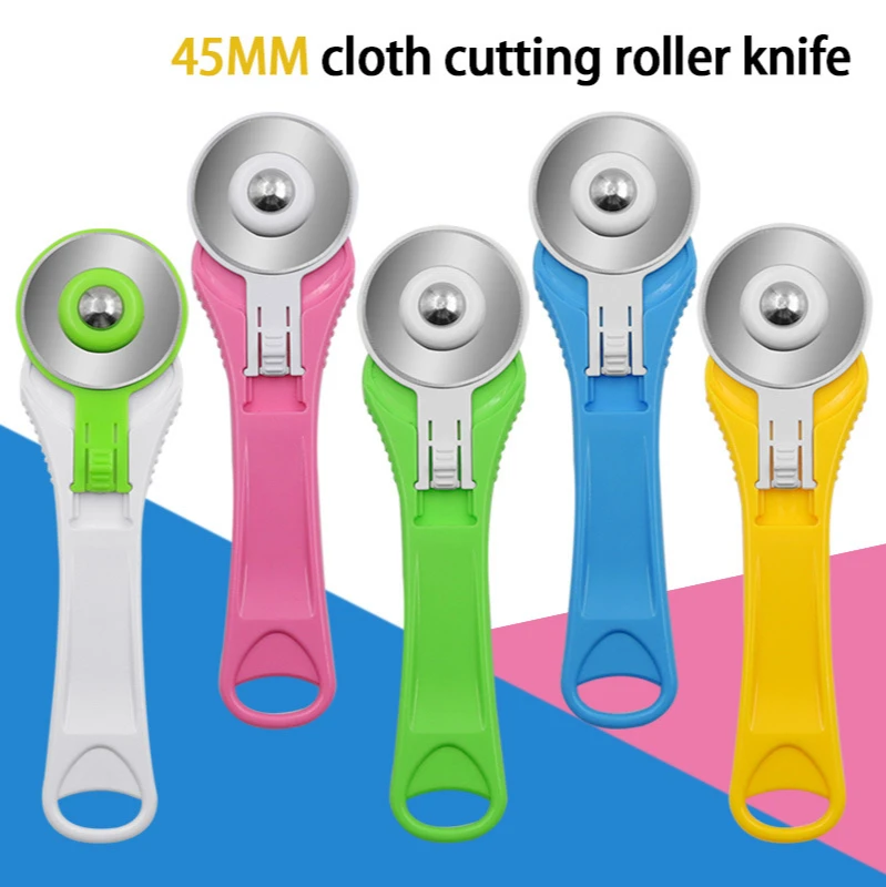 45mm Cloth Cutting Roller Knife Patchwork Roller Wheel Round Knife Leather Craft Fabrics Rotary Cutter for Leather Fabrics