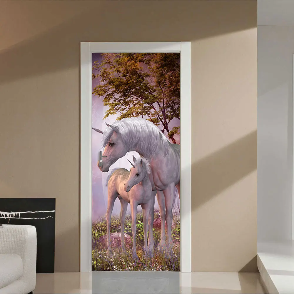 

Fairy Tale Unicorn DIY Door Wall Stickers Home Decor Living Room Art Mural Self-adhesive Removable Peel & Stick PVC Wall Poster