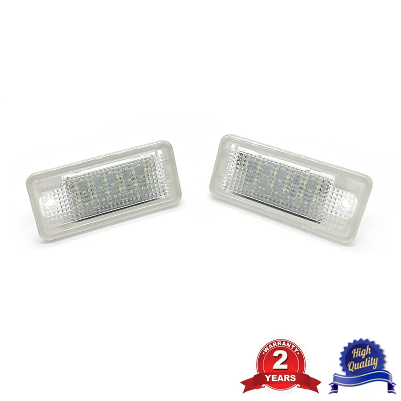 Sepasang lampu pelat lisensi LED untuk Audi A3 S3 A4 B6 B7 S4 A6 C6 S6 Q7 4L Canbus 8E0807430A 8E0943021B