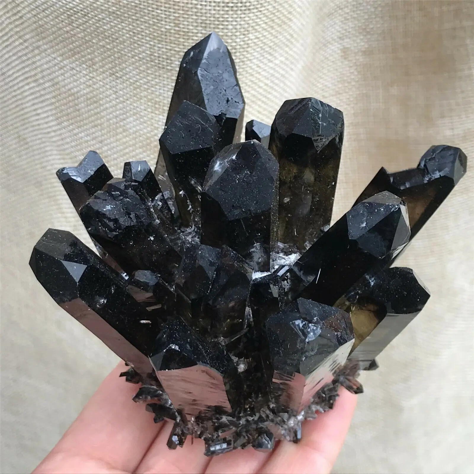 Natural Black Smokey Quartz Crystal Cluster Mineral Specimen Healing