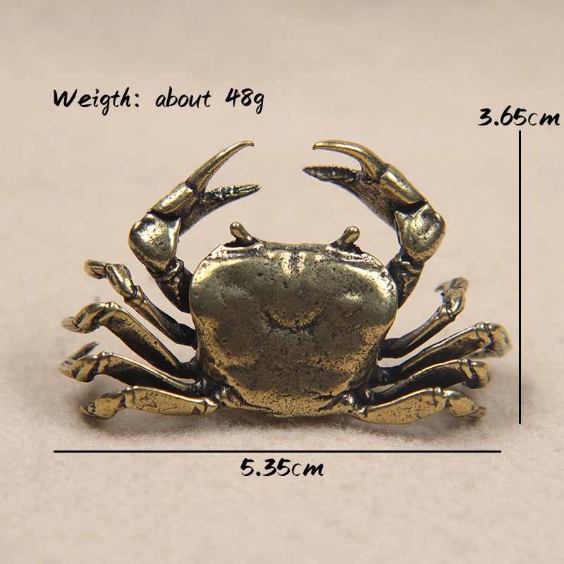 Solid Brass Crab Small Statue Ornament Copper Handmade Antique Animal Miniature Figurine Office Desk Decoration Home Decor Craft