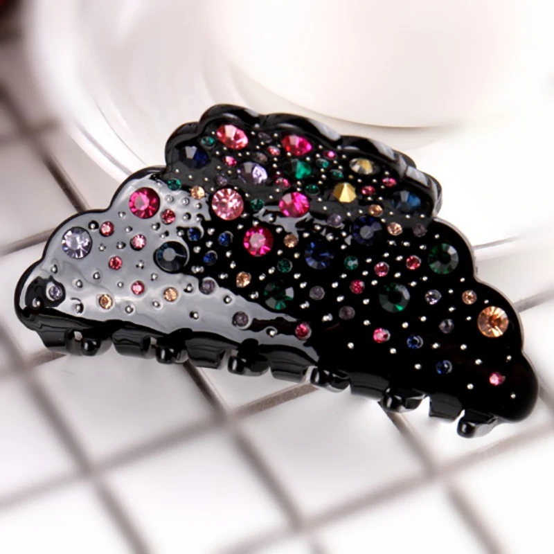 Full Rhinestone Hair Claws Pins And Clips Shinning Crystal Acetate Clasp Crab For Women Thick Long Hair Jewelry Accessory Girl