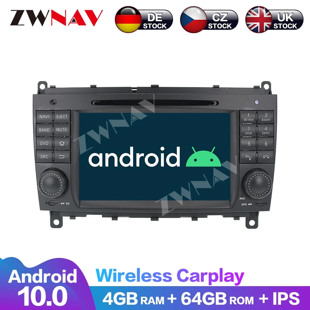 8 Core Android 10 64G Touch Screen Multimedia Navigation DVD Player Audio Radio Carplay Car For Mercedes Benz CLK W209 CLS W219